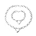 Womens Stainless Steel Silver Elegnat High Polished Heart Charm Cable Link Chain Necklace Bracelet Set