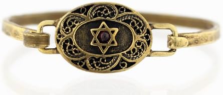 Star of David & Shema Yisrael Bracelet - Garnet Gemstone - Handmade in Israel