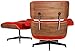 Eames Style Lounge Chair & Ottoman Reproduction Replica Premium Italian Leather Red/Walnut