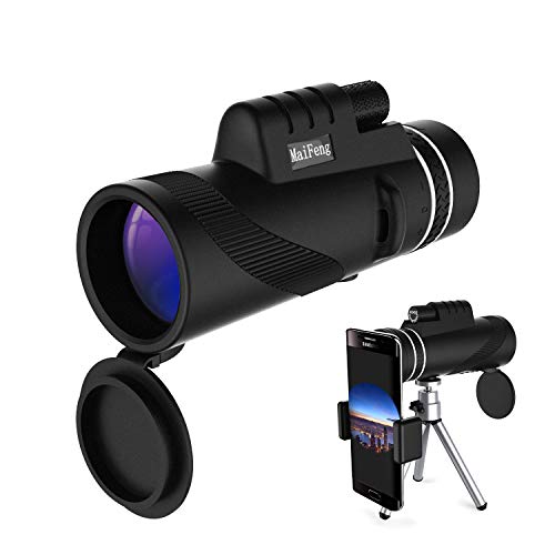 40x60 Monocular Telescope, High Power BAK4 Prism FMC Lens Waterproof Scope with Quick Smartphone Holder and Tripod Camera for Wildlife Like Bird Watching,Travel,Concert,Sports,Out