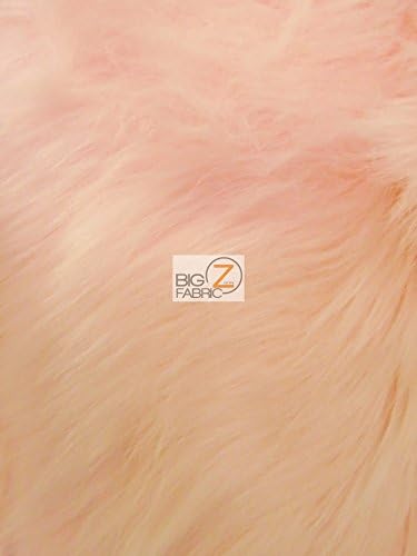EcoShag Faux Fake Fur Solid Shaggy Long Pile Fabric Sold By The Yard DIY Coats Costumes Scarfs Rugs Accessories Fashion (Light Pink)