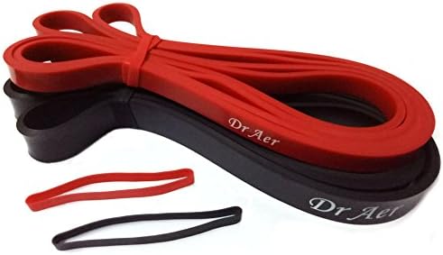 Dr Aer 41" Crossfit Pull Up Assist &amp; Mobility Resistance Band - Soft Touch Stretch Bands, Doorway Chin Up Bar for Assisted Kipping Pullups, Black, Pack of 2