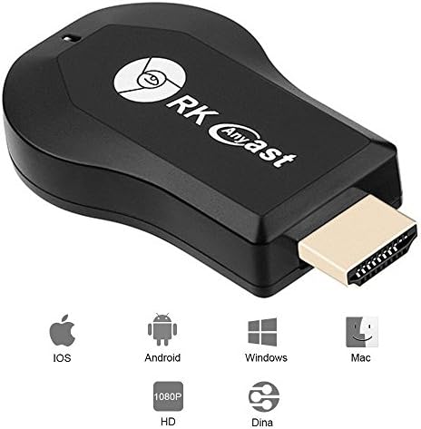 Wifi Display Dongle,Wireless HDMI Adapter Display Dongle, 1080p WiFi Display for TV Stick, Wireless Display Receiver for Entertainment&Business&Education for IOS/Android/Windows/Mac black