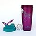 Motivational Quotes on Blender Bottle Brand Shaker Bottles, 20oz and 28oz, Fitness Gift (Be Strong - 28oz - Plum/Teal)