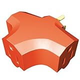 Stanley 30304 Heavy Duty Triangle Tap,  Grounded 3-Outlet Adapter, Orange