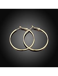 Jindorla - 4 pares de pendientes de aro grandes, de acero inoxidable de 2.362 in, bañados en oro rosa, plateados y negros, para mujeres y niñas