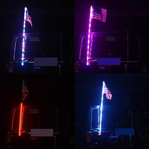 Z8LED 4FT(1.2M) Bluetooth Controll 360° Sprial Rising LED Whips Light With Dancing/Chasing Light LED Antenna Light For Off- Road Vehicle ATV UTV RZR Jeep Trucks (one piece)