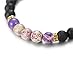 LOYALLOOK 2Pcs Unisex Oil Diffuser Bracelet Natural Round Beads Chakra Lava Stone Healing Balancing Couple Bracelet Set 8mm Purple
