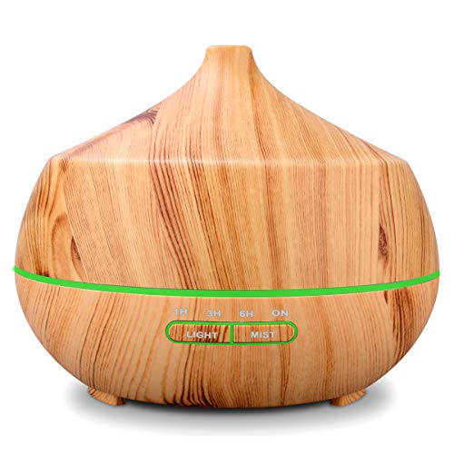 Tenswall Aromatherapy Essential Oil Diffuser 400ml, Cool Mist Humidifier Ultrasonic Diffuser with 7 Color LED Lights & 4 Timers for Office Home Bedroom Living Room Study Yoga Spa