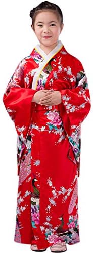 CHUNKUNA Cute Baby Girls Kimono Dress Robe Outfit Costume Japanese Style Traditional Costume (6-7 Years, Red)