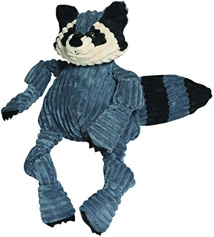 HuggleHounds Plush Corduroy Durable Squeaky Knottie, Dog Toy, Great Dog Toys for Aggressive Chewers, Raccoon, Large