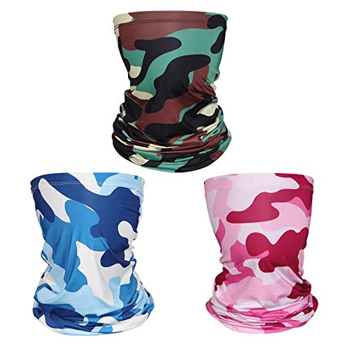 Paquete de 3 mascarillas faciales con polaina para el cuello, protección solar y protección contra el polvo para deportes al aire libre