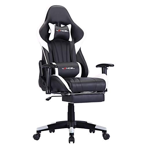 Sedia-Gaming-Ufficio-Computer-Sedie-da-Girevole-Ergonomica-Poltrona-di-inclinazione-Cuscino-Lombare-in-Pelle-PU-Bianco-2
