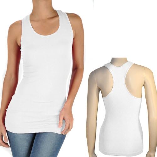 Women's Seamless Racerback Tank Top Stretch Sleeveless Basic Cami Sports White