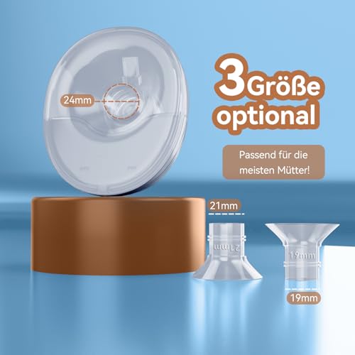 MY-375 Hand-Free Electric Breast Pump - Powerful Suction, Quiet, Handsfree Breast Pump with 4 Modes and 12 Levels, Breast Pump 24 mm - 19/21/Insert Flanges, Pack of 2 (White)