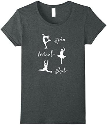 Womens Ice Skating T-shirt Spin Twizzle Skate for Figure Skaters Small Dark Heather