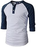 Aiyino Men's Casual Raglan Fit Soft Baseball 3/4 Sleeve Henley T-Shirts Tee