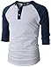 Aiyino Mens Casual Slim Fit Raglan Baseball Three-Quarter Sleeve Henley T-Shirts