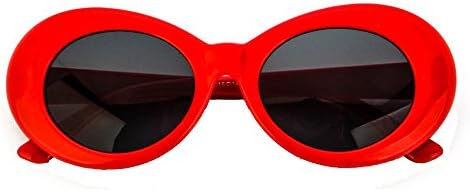 Ali Yee Rock Star Retro Fashion Thick Frame Clout Goggles Round Sunglasses (Red/Gray)