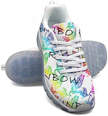 HMAG Women's Air Cushion Running Shoes Breathable Lightweight Sneakers Trail Running Shoe Rainbow Unicorn Casual Walking Sneakers