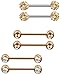 Jstyle 3 Pairs 14G 316L Stainless Steel Nipple Rings Piercing Body Jewelry Barbell CZ Tongue Rings RSG