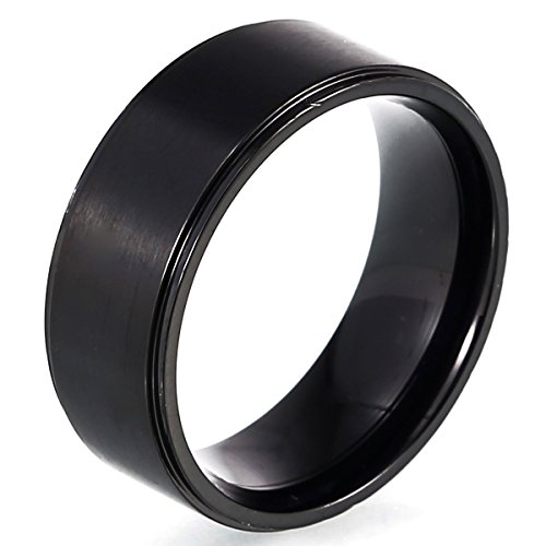 DonDon® Herren Ring Edelstahl Schwarz