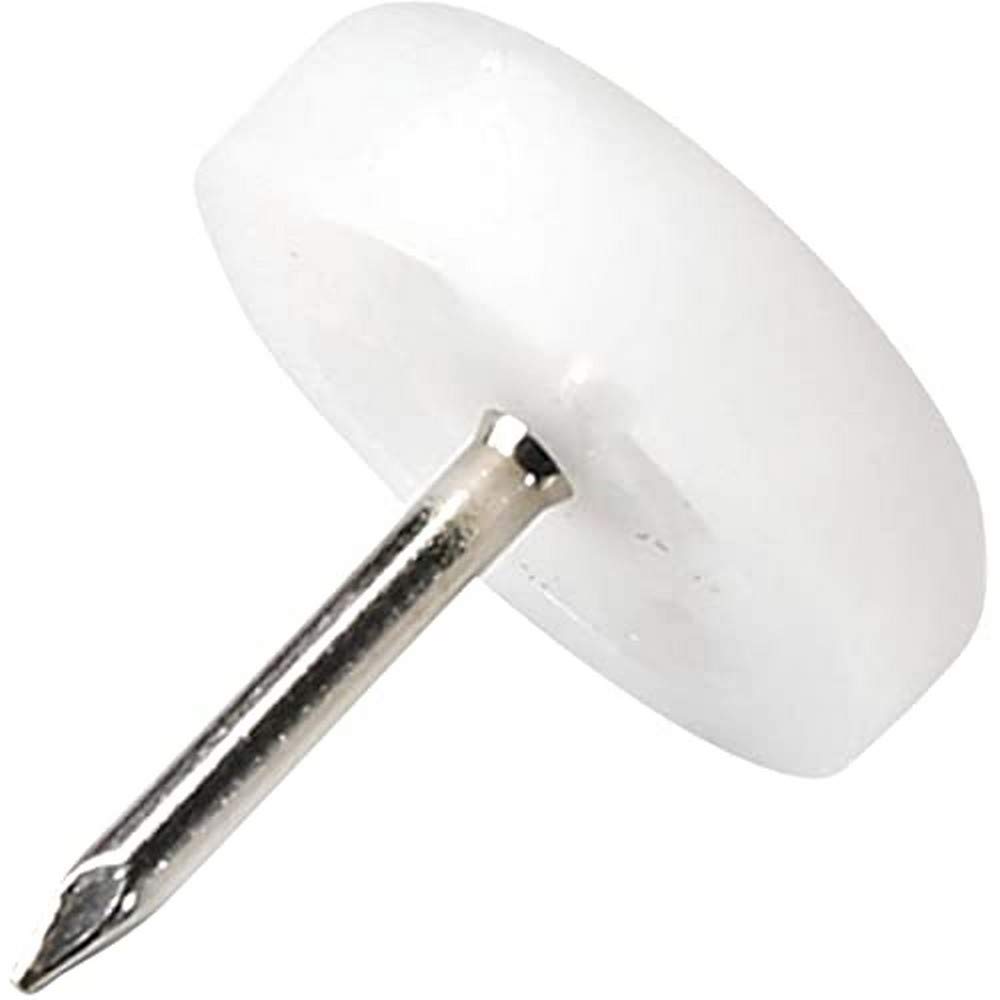 Adsamm® / 32 x Glides in plastic with nail | Ø 0,71'' (Ø 18 mm) | white | round | Premium quality furniture sliders with nail by Adsamm®