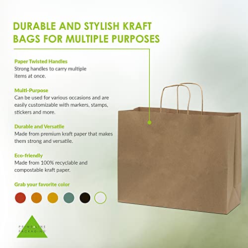 Brown Paper Bags 16x6x12 Inch 100 Pack Paper Bags With Handles, Large
