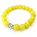 KONOV Natural Energy Stone Beads Gemstone Mens Womens Bracelet, 10mm Buddha Mala, Yellow Silver