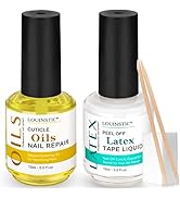 LOUINSTIC Cuticle Oil and Liquid Latex for Nails - Latex Nail Polish Barrier Cuticle Care Oil, Pe...