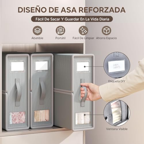 VIOPY Organizador De Sabanas, 4 Piezas Cajas De Almacenamiento, Organizador De Ropa De Cama Plegable, Contenedores De Almacenamiento De Tela Para Juego De Sábanas, Para Closet, Debajo De Las Camas