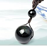Iumer Natural Stone Pendant Necklace For Women And Men Obsidian Black Eye Rainbow Beads Lucky Ball Transfer Love Necklaces & Pendants