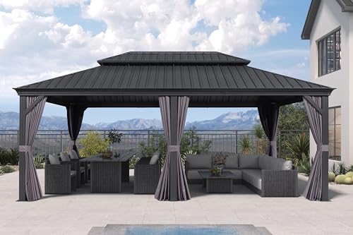 PURPLE LEAF 13x20 Hardtop Gazebo with Double Roof and Drainage System image 10