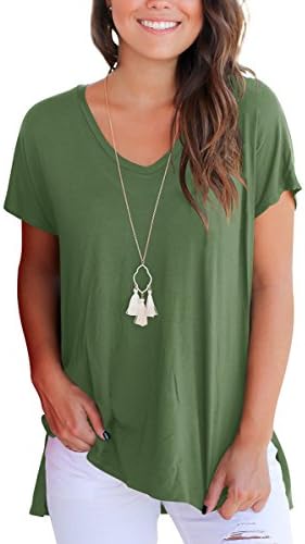 FashionNovan Women's Short Sleeve High Low Loose T Shirt Casual Tee Tops With Side Split