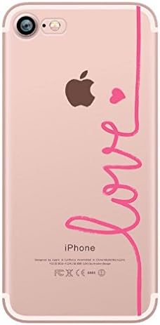 iPhone 7 / iPhone 8 Compatible , Travel Love Laugh Live Colorful Rubber Flexible Silicone Case Bumper for Apple Clear Cover (Pink Love)