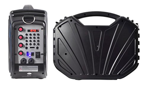 Pyle-Portable-Speaker-karaoke-PA-System-Bluetooth-Flashing-DJ-Lights-Built-in-Rechargeable-Battery-Wireless-Microphone-Recording-Ability-MP3USBSDFM-Radio-PWMA285BT