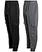 Quad Seven Boys' Fleece Cargo Jogger Sweatpants, Black & Charcoal Size 16/18