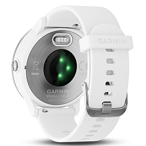 Beach Camera Garmin 010-01769-21 Vivoactive 3 GPS Fitness Smartwatch (White & Stainless) + 1 Year Extended Warranty