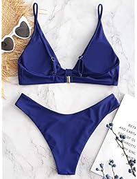 Bikini de corte alto con nudos en la parte delantera para dama, con correa de camuflaje, traje de baño acolchado