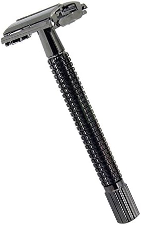 Razorless Men's Long Handle Butterfly Open Double Edge Safety Razor Shaver Black / Long Handle for Comfortable Wet Shaving