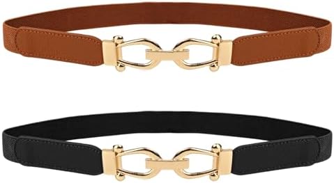 JASGOOD 2 Pack Women Stretchy Waist Belt Retro Elastic  display picture 2
