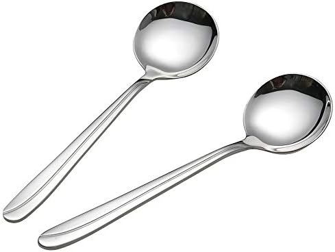 Ordate Stainless Steel Round Soup Spoons Table Spoons, 18.3 cm, 6 Pieces
