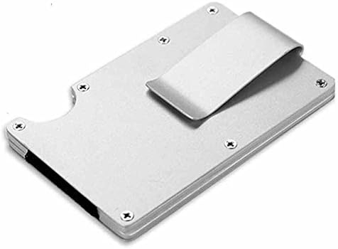 Antitheft Men Metal Wallets Slim Minimalist Business Card Holder Credit Card Case Rubber band … (Silver)