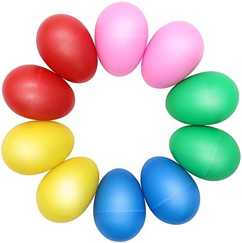 Dreecy 10Pcs Colored Plastic Musical Egg Shakers Set Percussion Musical Maracas Eggs Toy for Child Kids with 5 Different Colors