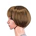 SWACC 10 Inch Short Straight Bob Wig with Bangs Synthetic Colorful Cosplay Daily Party Flapper Wig for Women with Wig Cap (Brown)