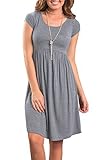 CUQY Women Summer Short Sleeve Midi Dress Loose Swing Casual Flowy