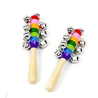 Chinahope-toy Colorful Wooden Bell Orff Instruments Baby Rattles 10 Percussion String of Bells Puzzle Game Toys for Kids Early Learning Educational Toys for Kids Gifts School Educational