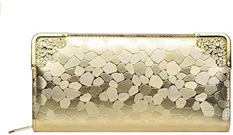Levins-Fashion Golden Silvery Stone Textures Banquet Womens Wallet (Gold)