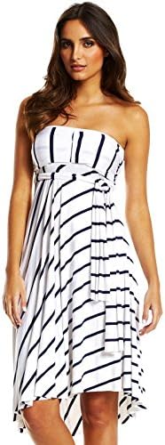 Elan International Convertible 8-Way Dress/Skirt White/Black Medium