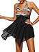 Pandolah Womens Plus Size Halter Swimdress Tankini Swimwear Swimsuit 2 Pieces